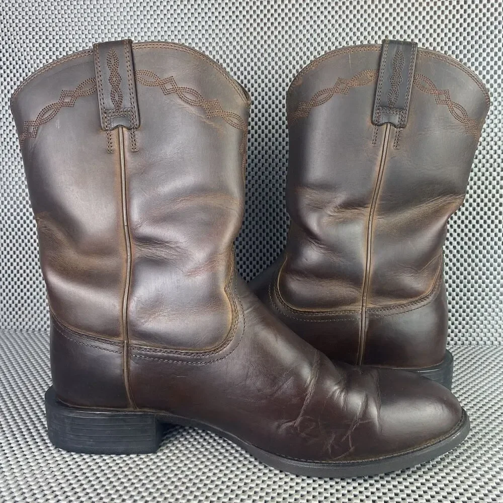 Ariat Heritage Roper Boots Mens 11 EE Brown Leather Western Pull on Cowboy